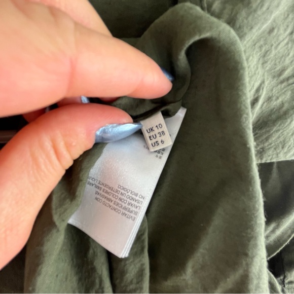 Whistles Olive Green Lightweight Cotton Blouse Size 6 - Picture 6 of 8